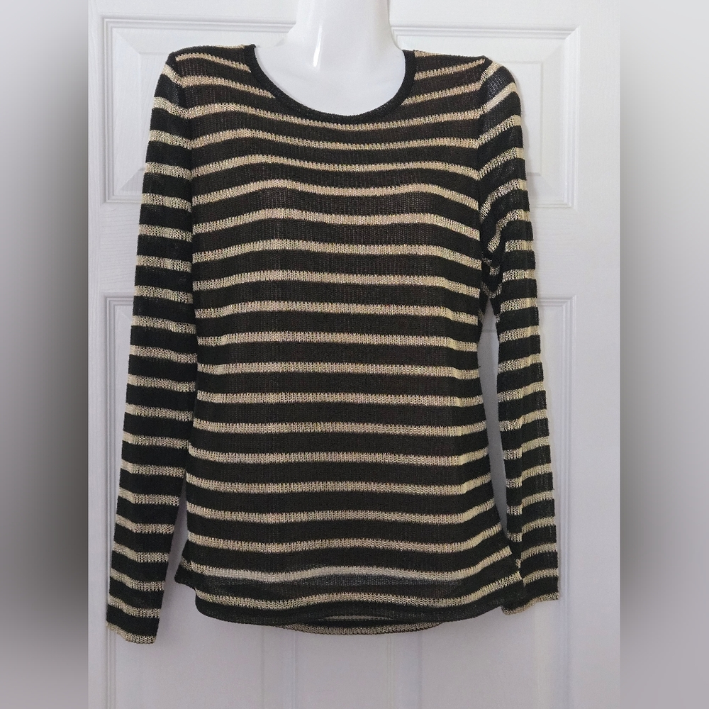 Michael Kors Black/Gold striped top